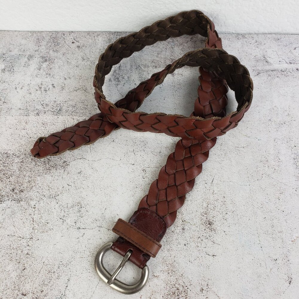AEO Genuine Leather Braided Belt Brown Bohemian Resort Casual
